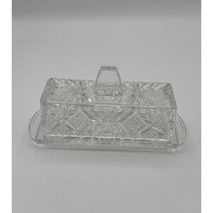 Vintage Crystal Butter Dish with Lid